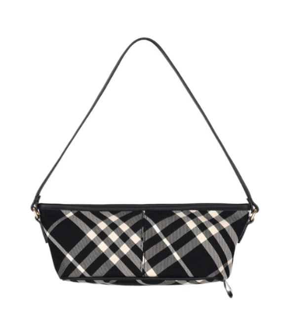 24FW Black Check Baguette Mini Bag