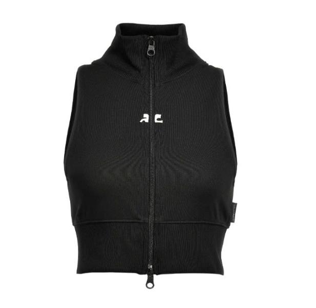 Logo embroidered tracksuit crop vest