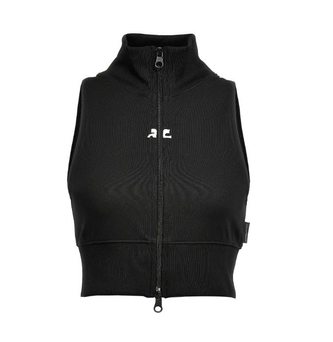 Logo embroidered tracksuit crop vest