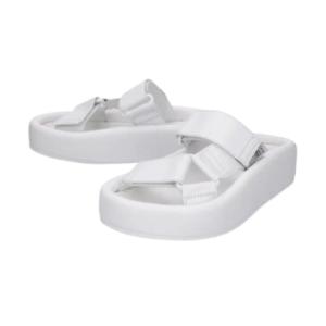 Leather Platform Sandals - White 