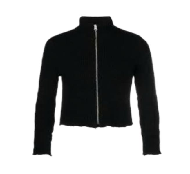 Backstitch Cotton Zip-up Jacket - Black