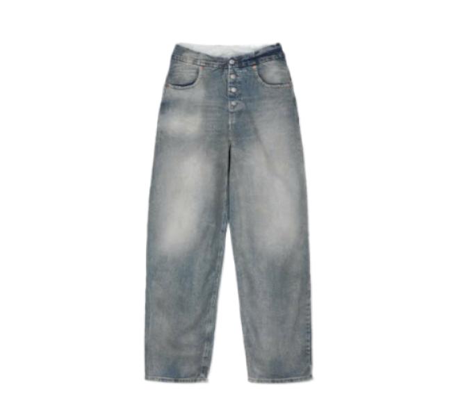 High Waist Denim Pants - Blue 