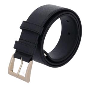 Triangle Logo Saffiano Belt - Black