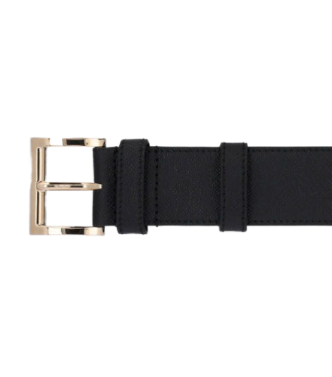 Triangle Logo Saffiano Belt - Black