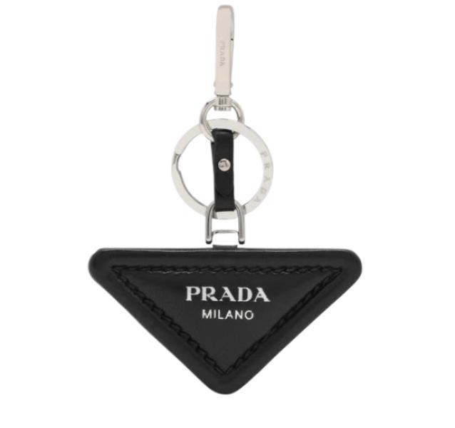 Leather triangle logo key rin