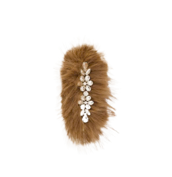 Crystal Embellished Fur Hairpin