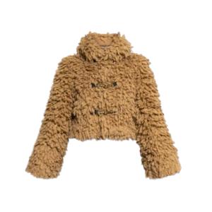 Buckle Detail Wool Blend Hooded Jacket