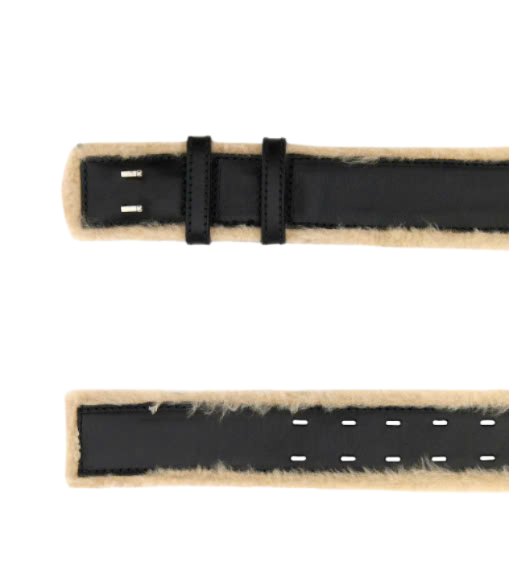 Shearling Detail Leather Belt