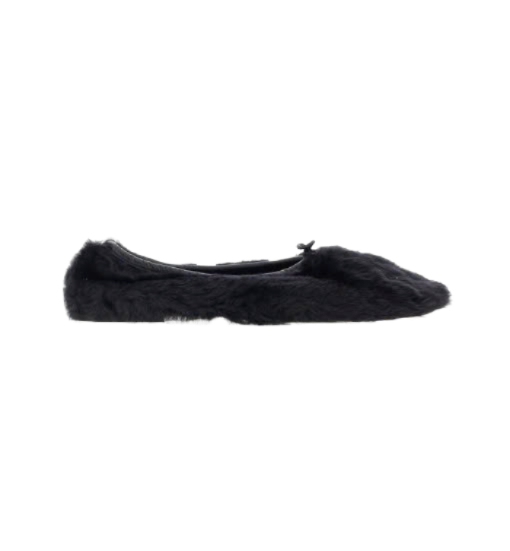 Fur leather flat shoes