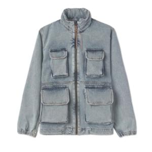 Acid Wash Cargo Jacket - Blue