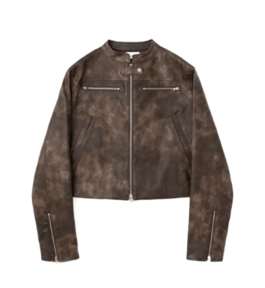 Textured Leather Biker Jacket