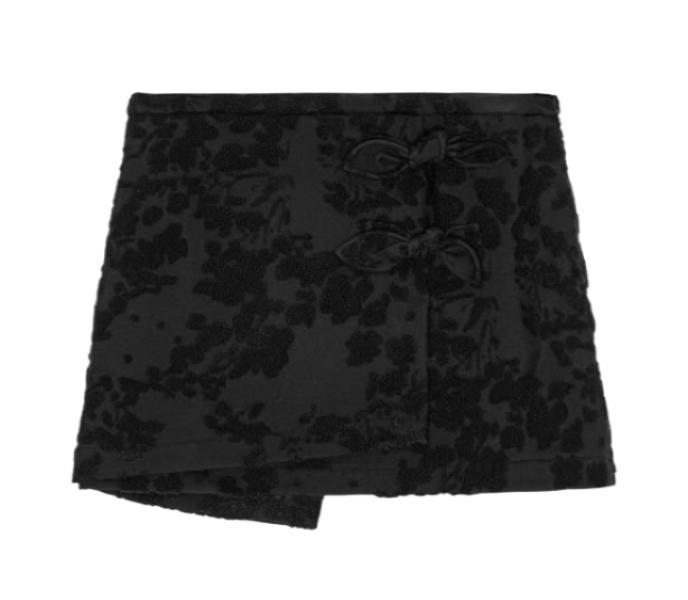 Black buckle jacquard shooting mini skirt