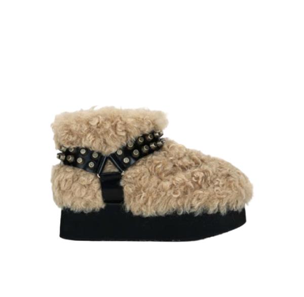 THREETOEIGHTY Platform Short Fur Boots Beige