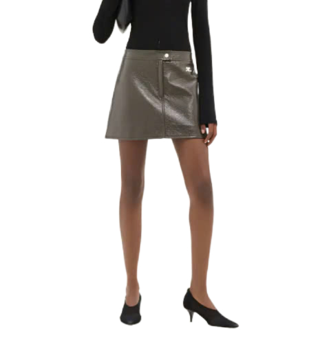 Short Vinyl Re-Edition Logo Skirt - Steel Grey