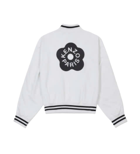 Bokeh Flower Bomber Jacket - White