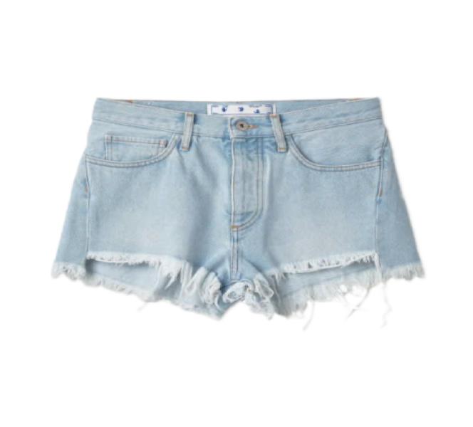 Back Logo Patch Denim Shorts - Light Blue