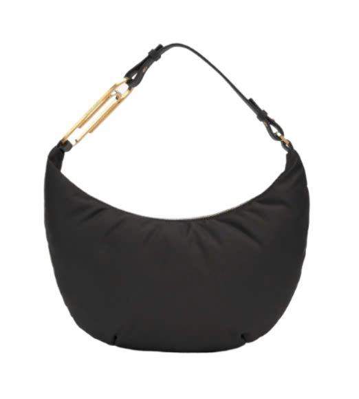 Paperclip Nylon Shoulder Bag - Black