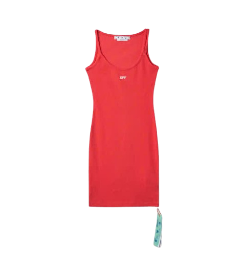 Logo Ribbed Knit One-Piece - Red