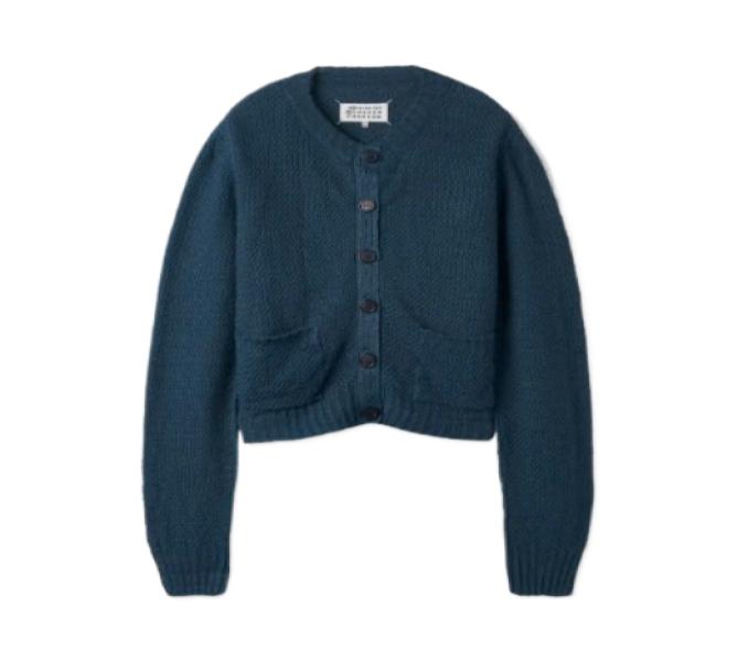 Hemp Basket Weave Knit Cardigan - Blue