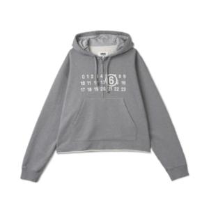 Logo Print Hoodie - Melange Grey