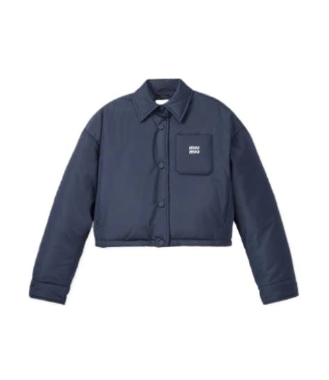 Logo Collar Padded Jacket - Navy