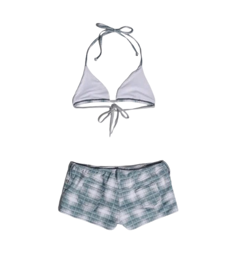 Ombre Plaid Microkini Blue Gray