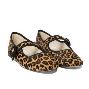 Ballet Flats with Leaopard Print in Leather