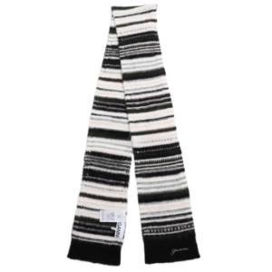 24FWBLACK STRIPED SOFT WOOL SCARF