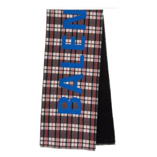 Contrast logo check wool muffler