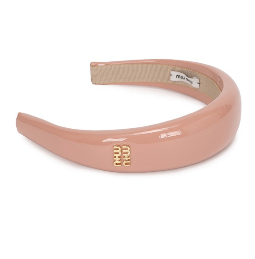 Powder pink patent headband