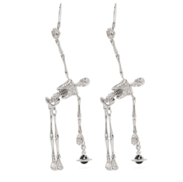 Skeleton Charm Silver Earrings