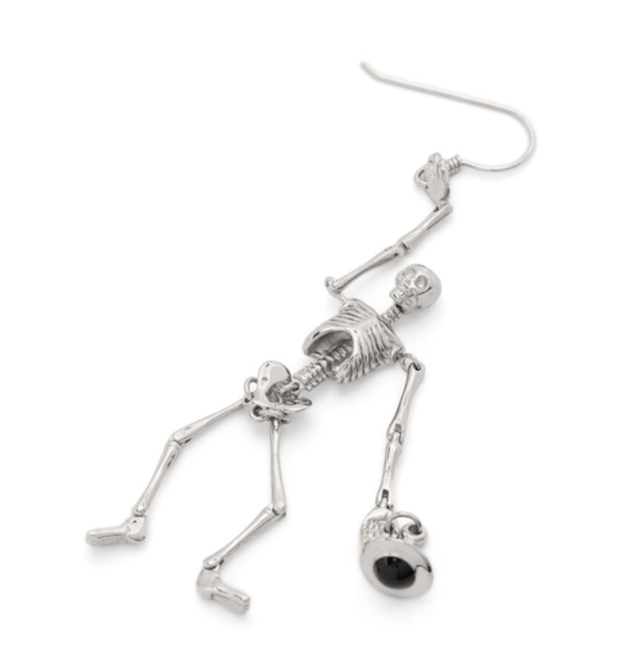 Skeleton Charm Silver Earrings