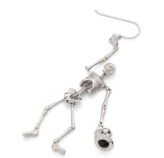 Skeleton Charm Silver Earrings