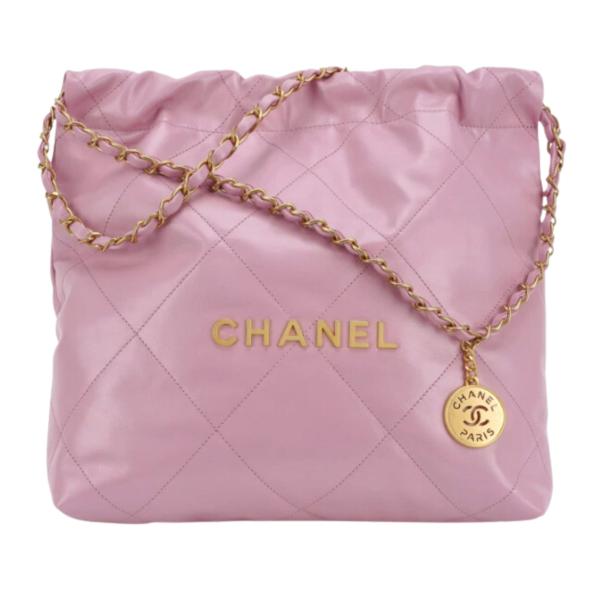 Chanel 22 Small Handbag Gold Pink