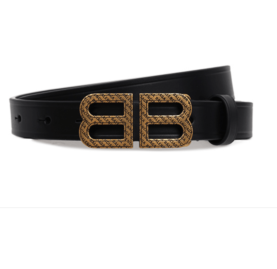 24FW Black BB Hourglass Thin Belt 