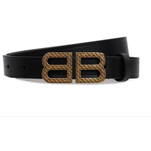 24FW Black BB Hourglass Thin Belt 