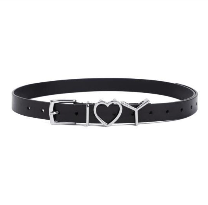 Heart Metal Decorated Leather Belt