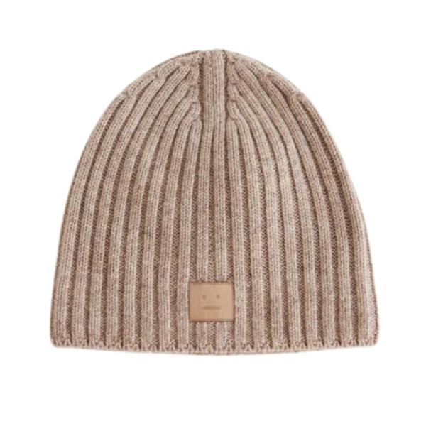 KUBI Face Logo Ribbed Wool Beanie