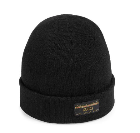 Gucci Wool Hat with Gucci Label Black