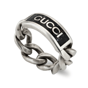 Gucci Logo Ring With Enamel Silver