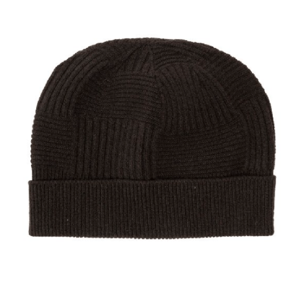 Wool Blend Rib Brown Beanie