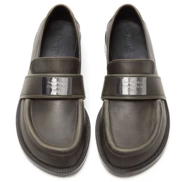 Metal logo detail leather loafers