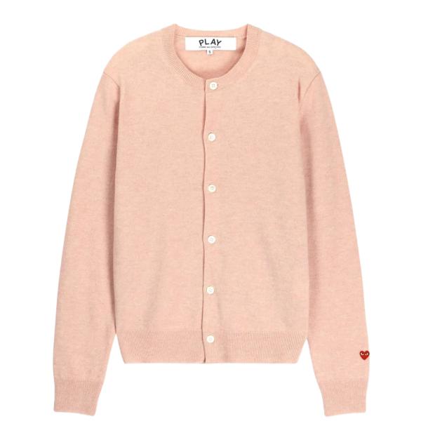 Small Red Heart Logo Cardigan - Light Pink 