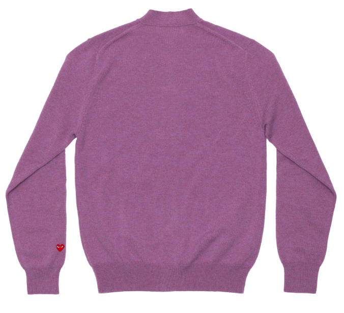 Play Comme des Garcons Small Red Heart On The Sleeves Cardigan Pastel Purple