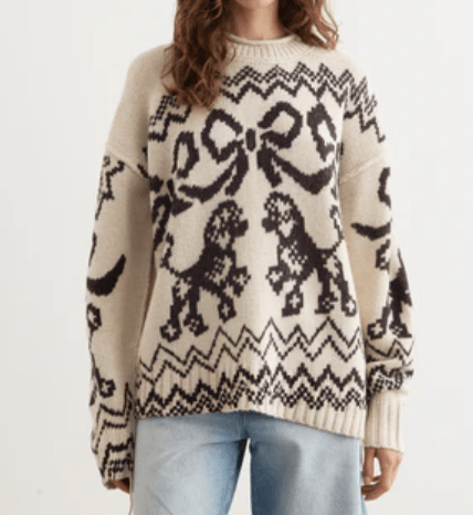 Ribbon jacquard pattern wool knit