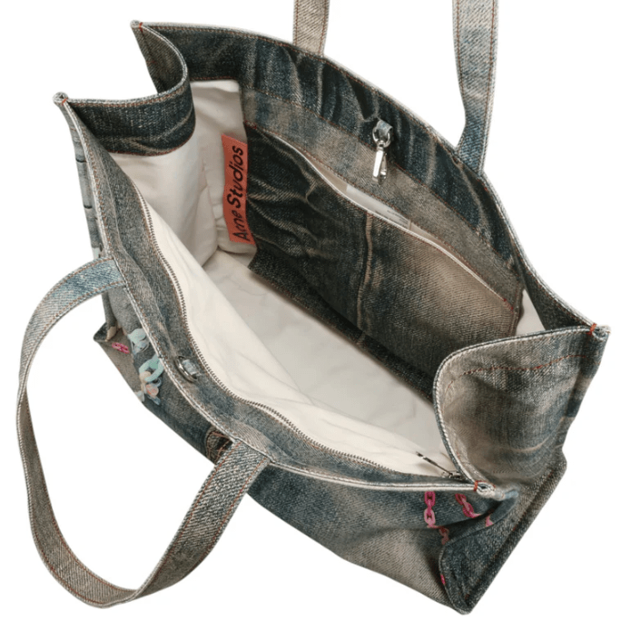 Trompe l'oeil denim print tote bag