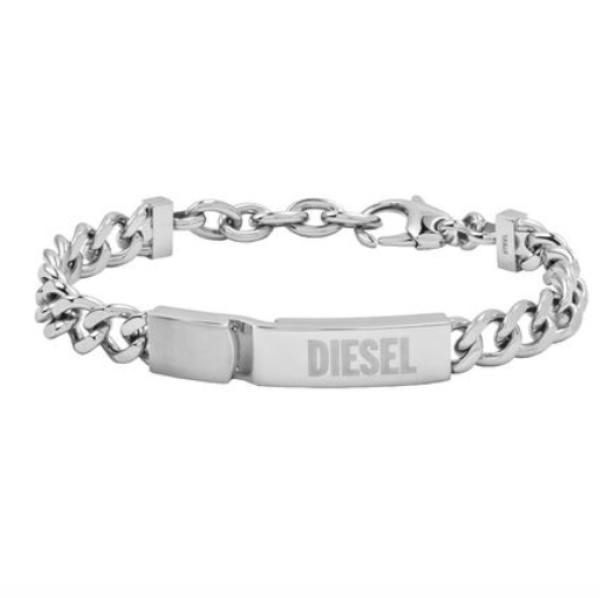 Diesel Dx0966 Logo ID Tag Bracelet Silver