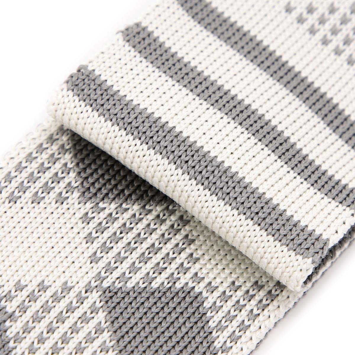 Knitted Silk Jacquard Gingham Check 4-Bar Tie Light Grey