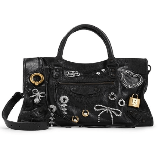 Le City Jewel Embellished Leather Medium Tote Bag