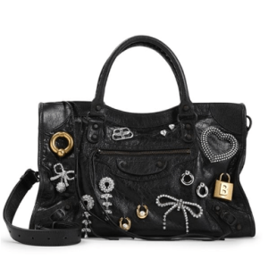 Le City Jewel Embellished Leather Medium Tote Bag